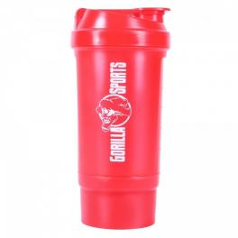 Gorilla Sports Shaker s přihrádkou, 500 ml červený